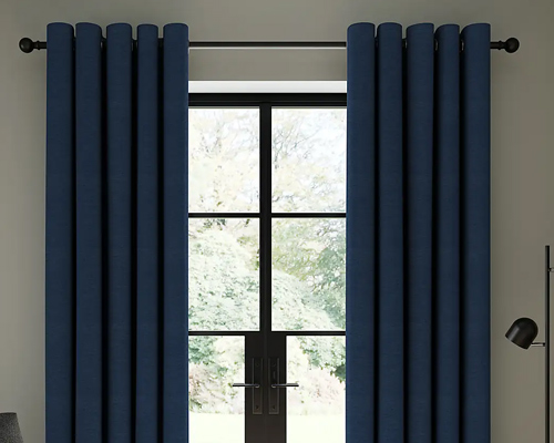 Berlin Navy Blackout Eyelet Curtains
