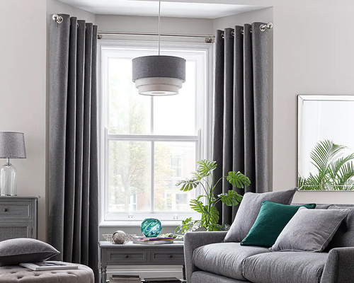 Luna Brushed Charcoal Blackout Eyelet Curtains