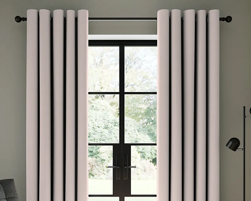 Peach Blush Blackout Eyelet Curtains UAE