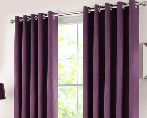 Solar Aubergine Blackout Eyelet Curtains